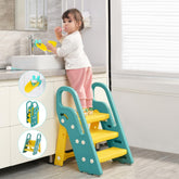 Onasti foldable toddler stool with adjustable top panel for growing kids' reach.