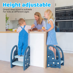 Onasti toddler stool convertible top shows 2-step to 1-step transition for growing kids.