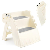 Onasti toddler step stool folded, compact storage after use.