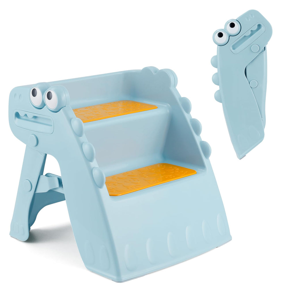 Onasti toddler step stool folded for compact storage