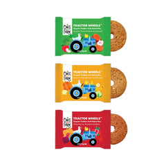 Once Upon a Farm tractor wheels banana bar close-up for on-the-go snack