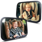 Onco Baby Car Mirror Rear-Facing two-pack offers clear backseat visibility for quick checks.