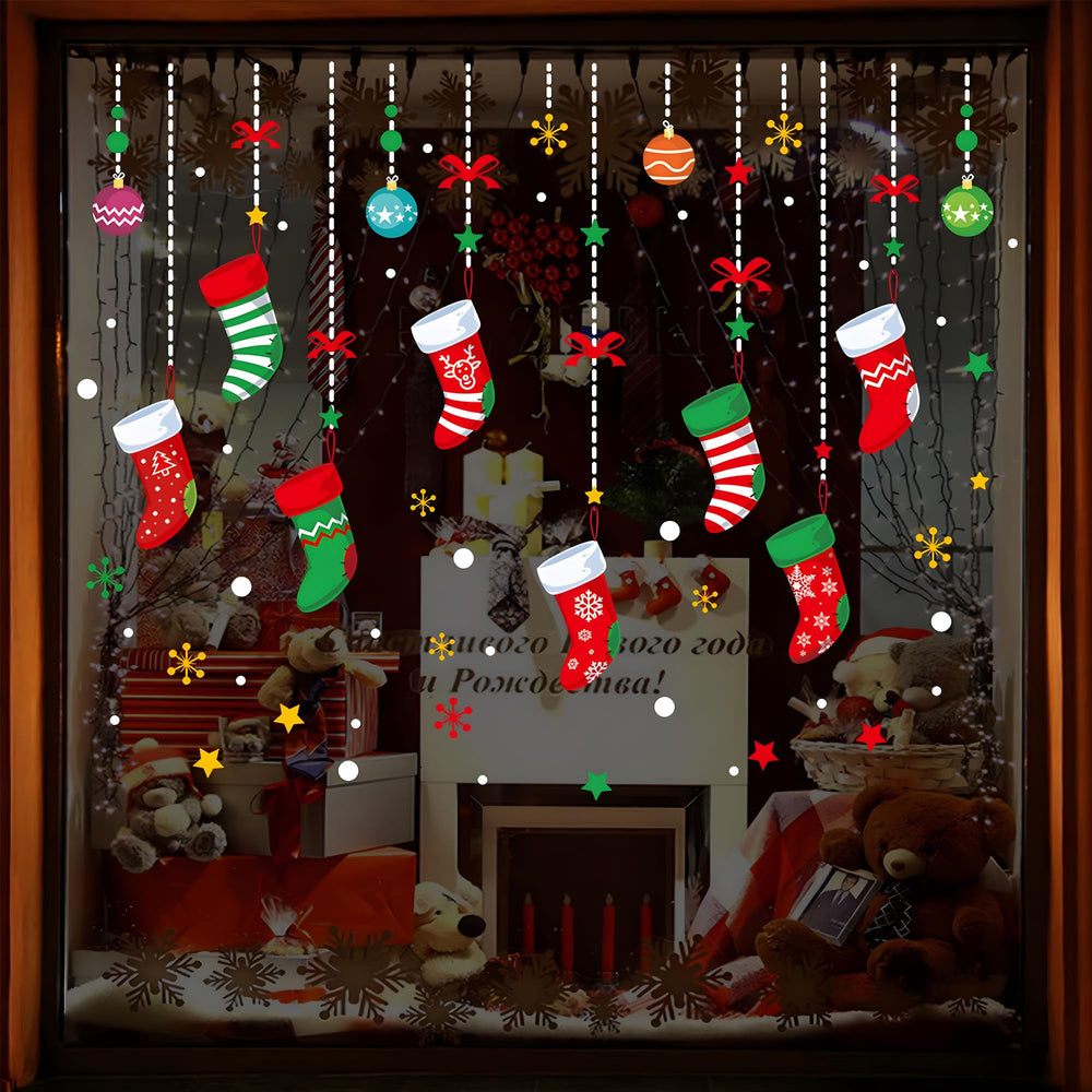 ONDY Merry Christmas garter window sticker adds festive glass decor without glue.