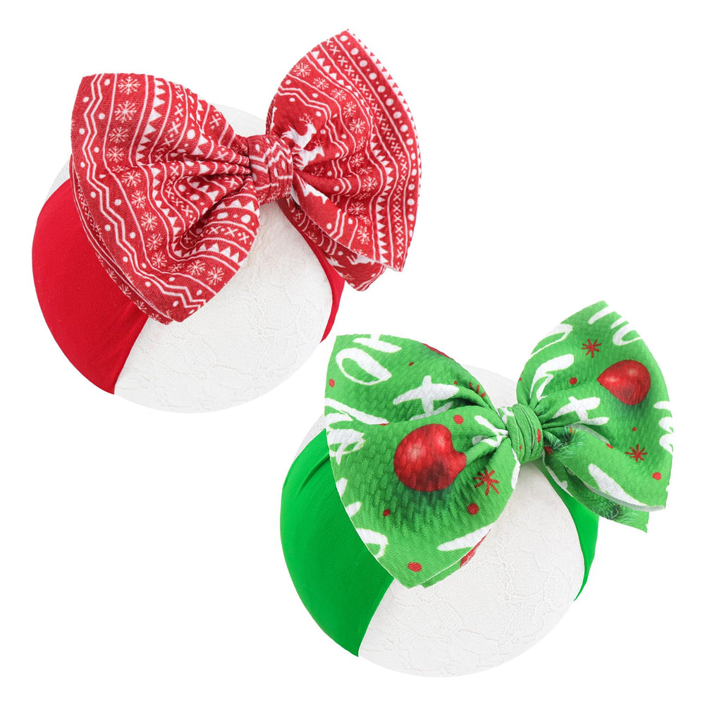 ONENINEDREAM 6-inch red baby bow on a soft nylon headband, festive holiday accessory for infants