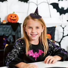 ONENINEDREAM witch hat clip close-up shows durable glitter leather that stays bright.
