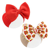ONENINEDREAM baby bows orange-turkey set for festive Thanksgiving outfits.