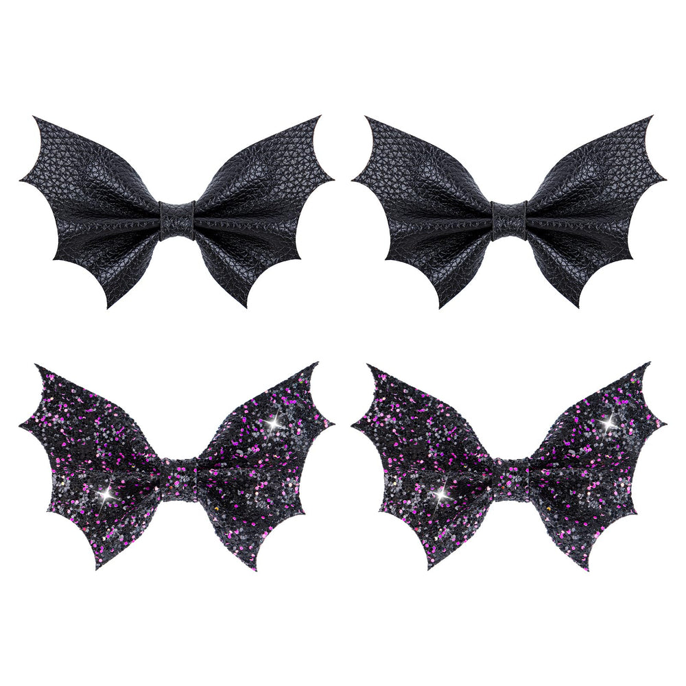 ONENINEDREAM Black Bat Hair Bow Clip with glitter for costume styling