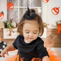 ONENINEDREAM black glitter witch hat clip sparkling without shedding for festive costumes.