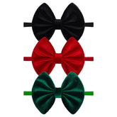 ONENINEDREAM Christmas velvet bow headband red for festive outfits and photos