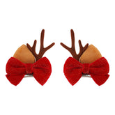 ONENINEDREAM Christmas velvet bow clip closeup with soft red fabric and secure alligator grip.