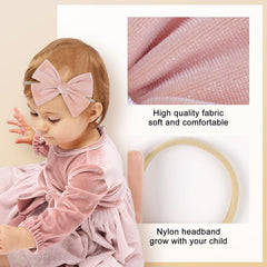 ONENINEDREAM elastic headband with velvet bow, gentle on tiny heads.