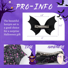 ONENINEDREAM Handmade bat bow clip with durable alligator clip in place