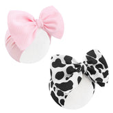 ONENINEDREAM moo cow print 7in bow set adds playful charm to baby outfits.