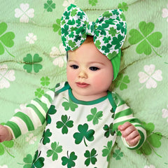 ONENINEDREAM st patricks day hairband shamrock print visual detail for Patrick's look.