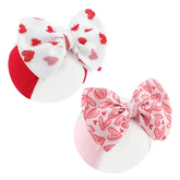 ONENINEDREAM Valentines Bows red heart headband on baby girl, soft nylon and comfortable wear.