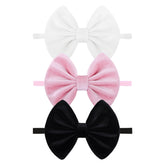 ONENINEDREAM velvet baby bows on black headband offering soft comfort for daily wear