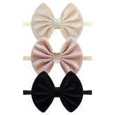 ONENINEDREAM velvet baby bows headband beige for gentle stretch and all day comfort