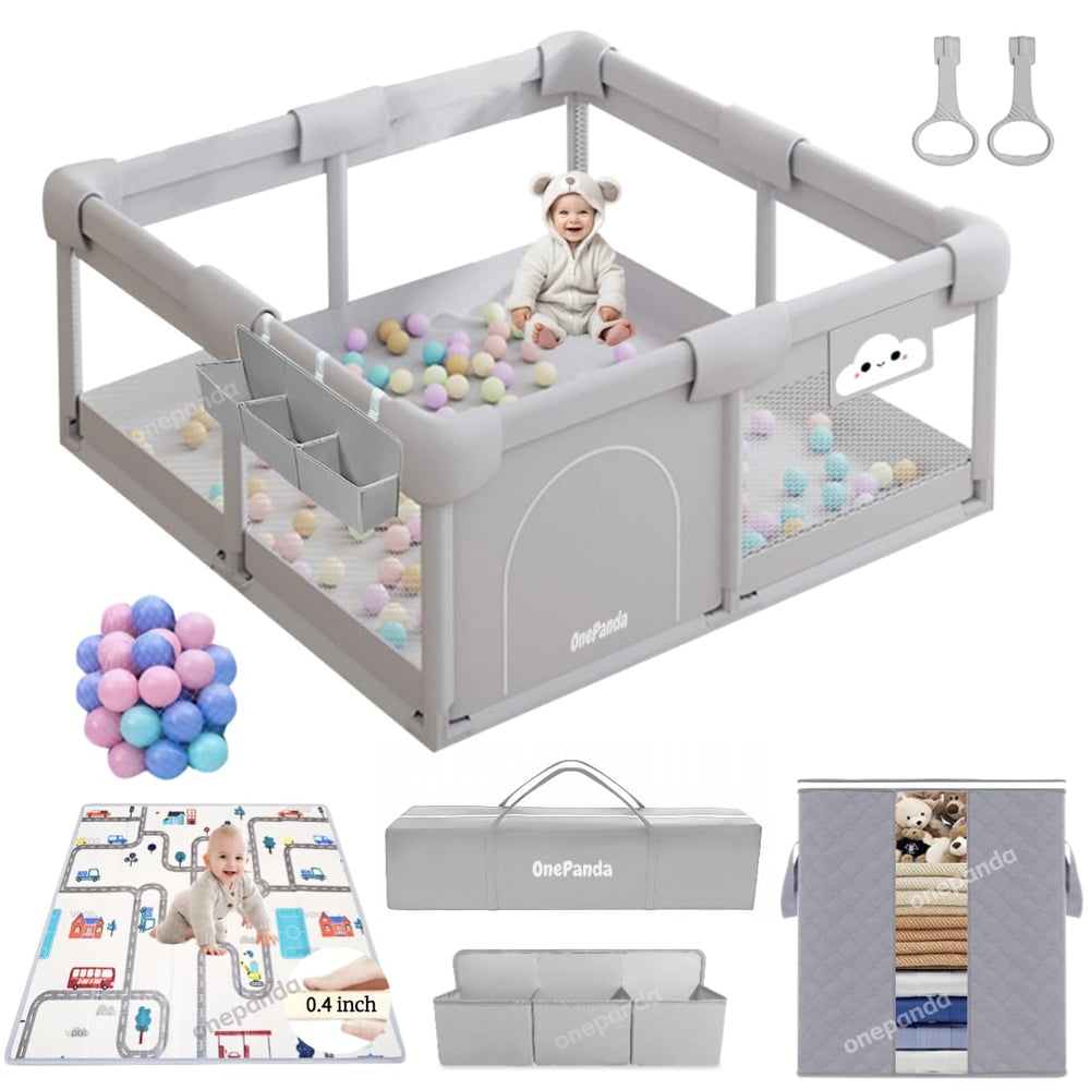OnePanda playpen setup-ready image shows a spacious, ready-to-use play area for safe, easy playtime.