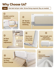 Oneya Baby bed rail carbon steel construction offers greater durability and stability.
