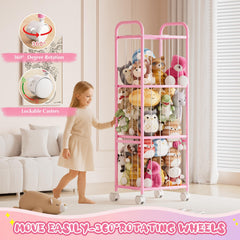Oneyus stuffed animal storage features see-all mesh for quick toy discovery.