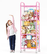 Oneyus stuffed animal storage zoo cage with metal frame keeps plush toys organized and accessible.