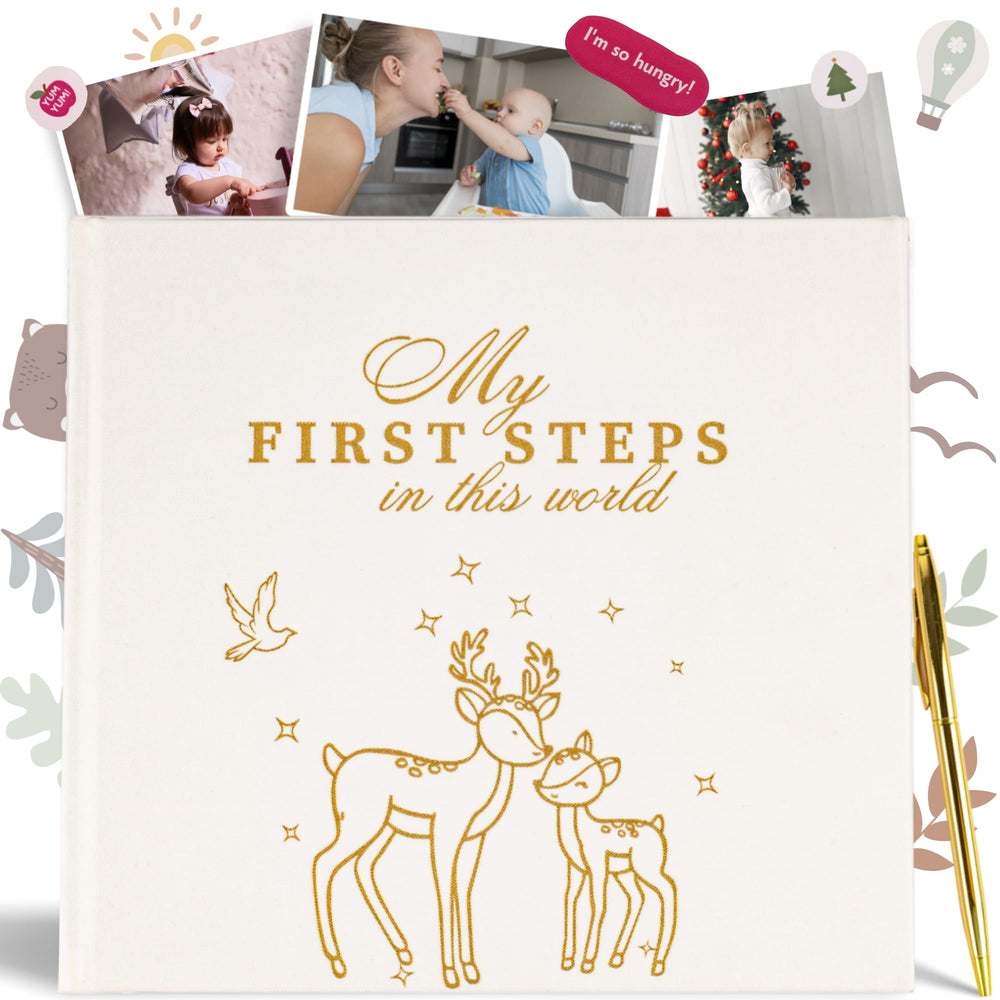 OnlyBP Baby Memory Book cover with linen texture for a lasting keepsake