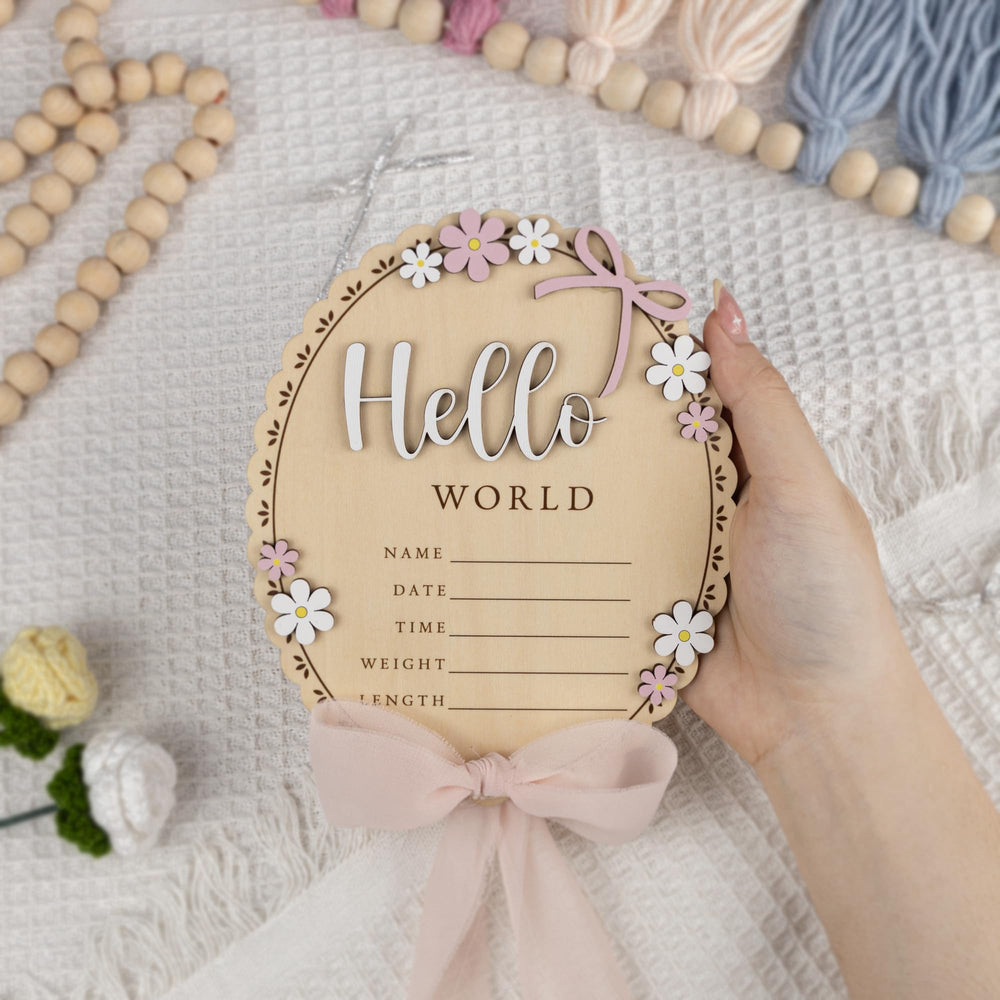 ONNIBE Hello World sign for newborn photoshoots, a charming keepsake.