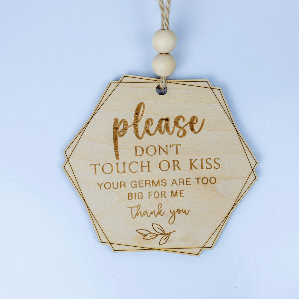 ONNIBE wooden sign with Please Do Not Touch Baby and rainbow for nursery decor.