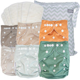 OOPSY LUCY cloth diapers 6-pack demonstrates soft outer shells for everyday diapering convenience.