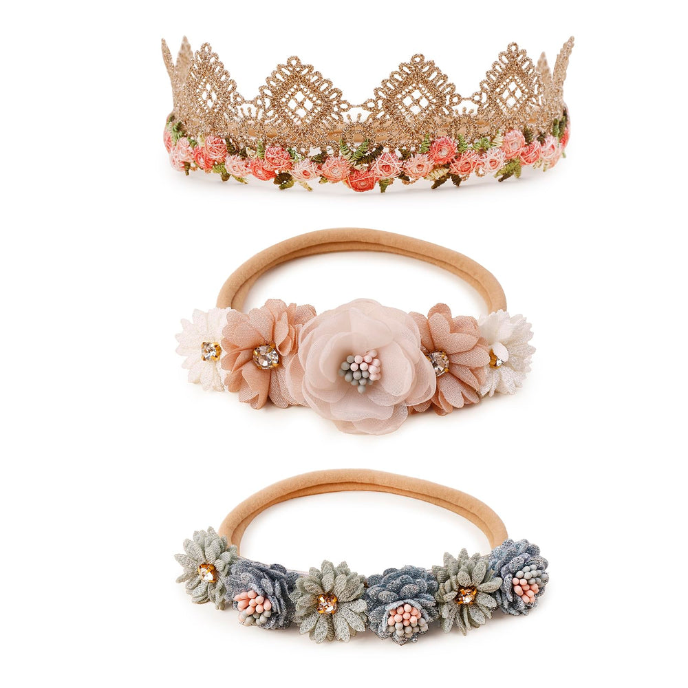 OOSAKU baby girl flower headbands show soft floral detailing for comfortable newborn styling and growing toddlers