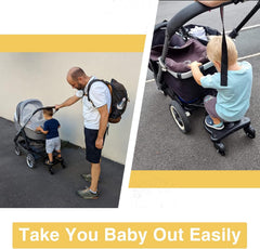 Opdzivk universal stroller board seat is detachable, highlighting sit-or-stand versatility for kids.