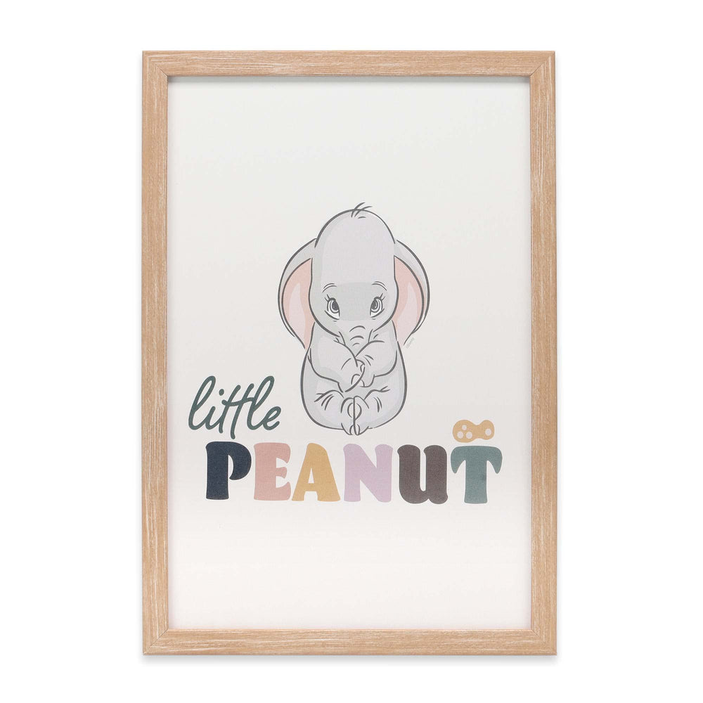 Open Road Brands Disney Dumbo Little Peanut framed wall decor in soft pastel tones for nursery ambiance.
