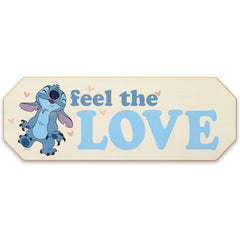 Open Road Brands Disney Lilo and Stitch Feel the Love sign front, bright kids’ room wall décor