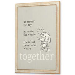 Open Road Brands Disney Winnie the Pooh and Piglet wall art with a washed wood frame adds playroom charm.