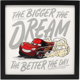 Open Road Brands Lightning McQueen framed wall decor action shot fuels playroom energy