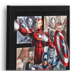 Open Road Brands Marvel Avengers framed wood wall decor portrays dynamic hero pose for home theaters.