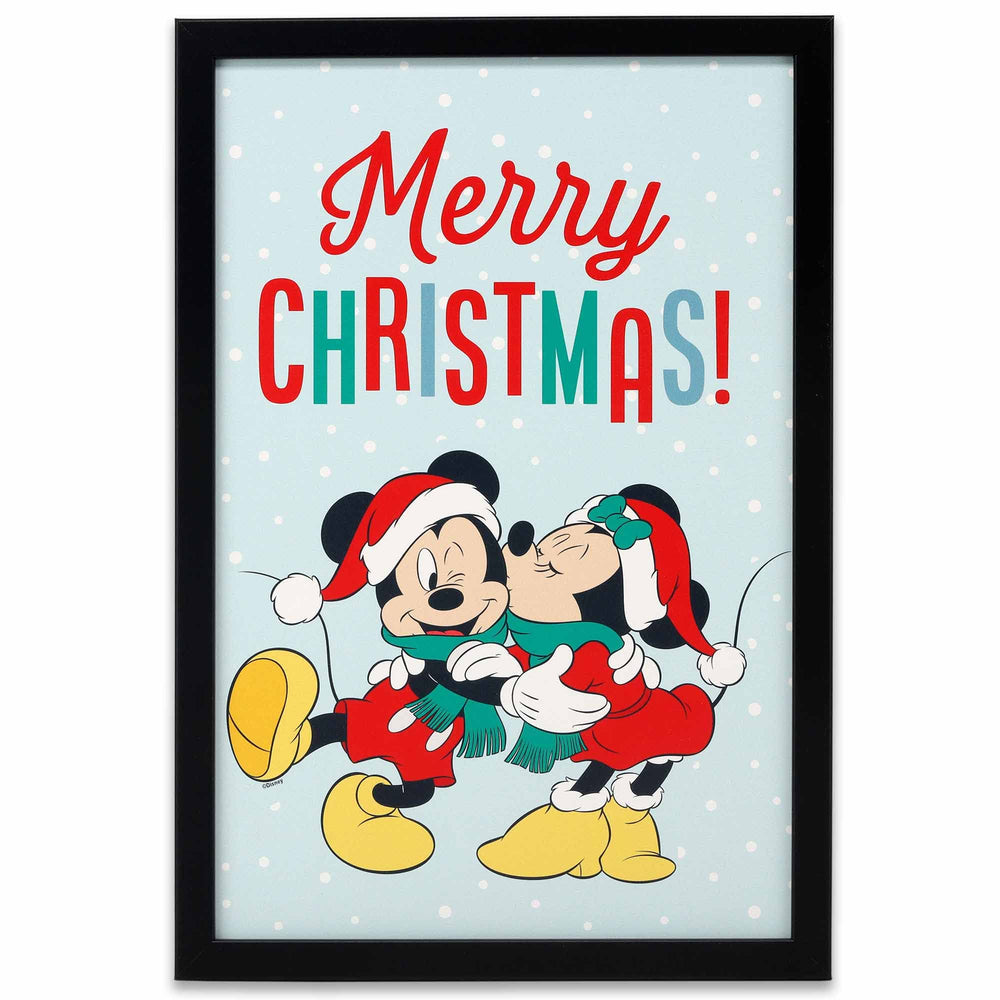 Open Road Brands Mickey Minnie Christmas frame front view adds festive charm to any room.