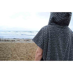 Open Road Goods Surf Poncho pocket closeup, zippered storage for valuables.