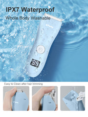 OPENBEAUTY baby hair clippers blue LCD display shows battery status