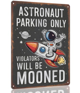 Opix Design Astronaut Parking Sign front view—playful space decor for boys' rooms