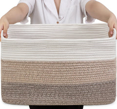 Optish 75L blanket basket front view showing spacious storage for blankets and pillows