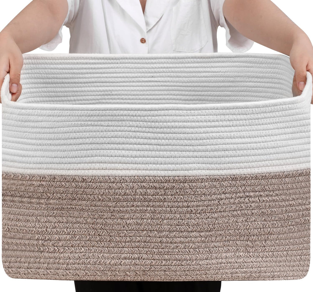 Optish 75L blanket basket with rectangular shape and sturdy handles for easy storage
