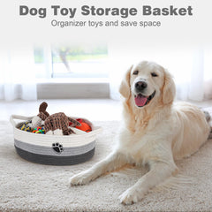 Optish dog toy basket closeup cotton rope texture enhances durable, cozy storage.