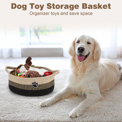 Optish dog toy basket closeup soft cotton rope weave emphasizes cozy, durable construction