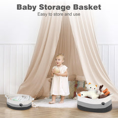 Optish dog toy basket in living room keeps toys organized and accessible.