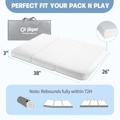 OR Jäger memory foam dual-sided surface supports infants and comforts toddlers
