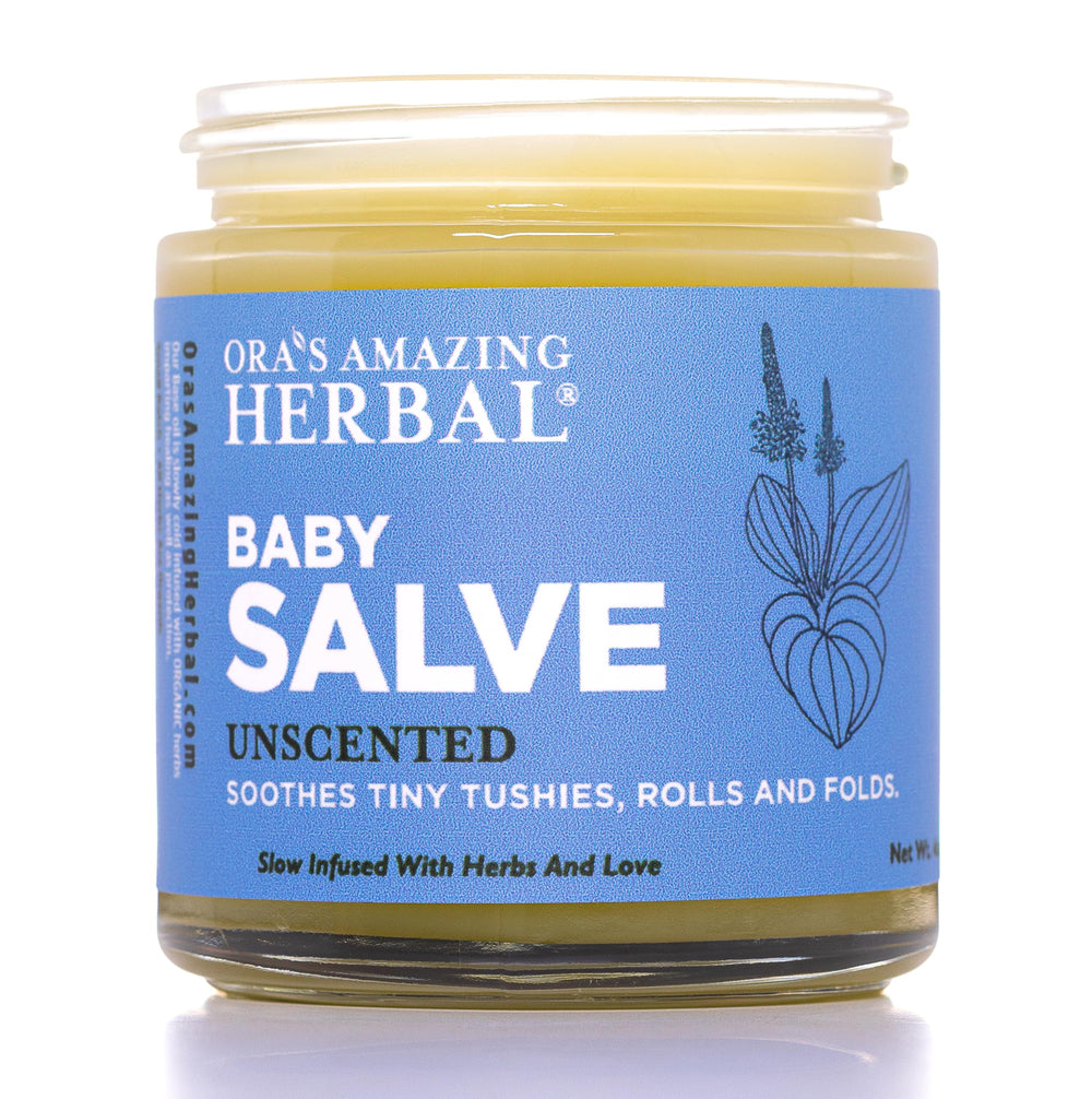 Ora’s Amazing Herbal Baby Salve bottle front for diaper care and gentle protection