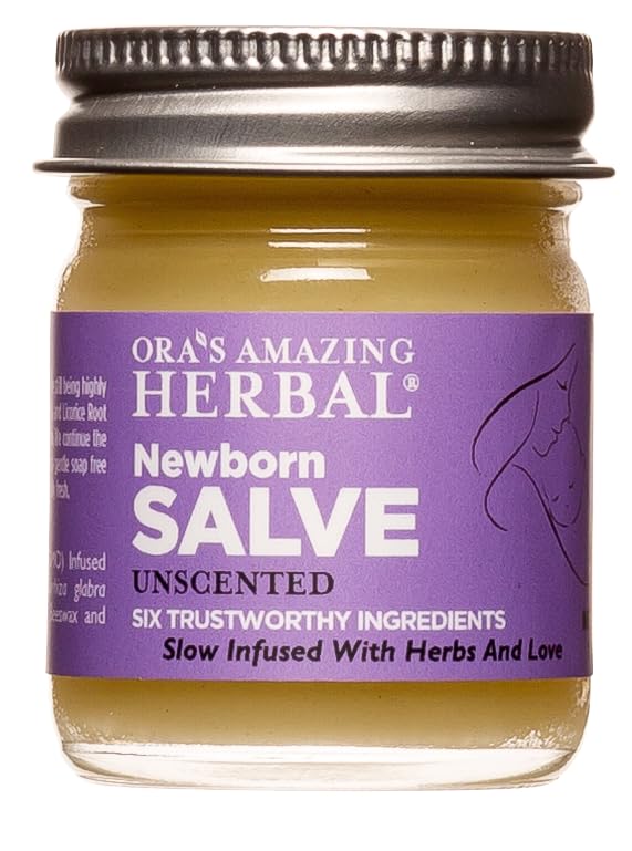 Ora's Amazing Herbal Newborn Salve jar front view for gentle diaper-area care