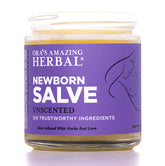 Ora's Amazing Herbal Newborn Salve jar shows a gentle, diaper-safe balm for sensitive skin.