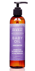 Ora's Calendula Baby Oil bottle with pump for gentle infant massage and moisturization.